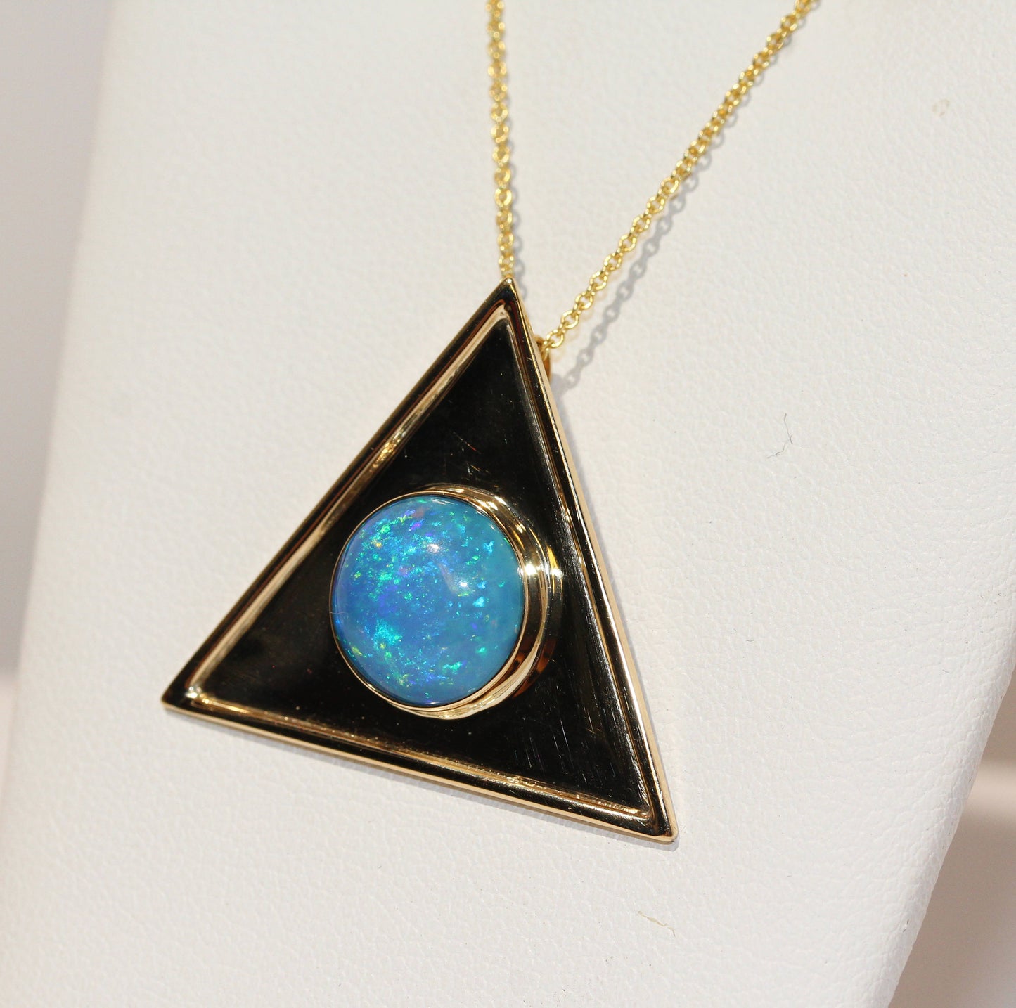 Opal Triangle Pendant - 14k Gold #1478