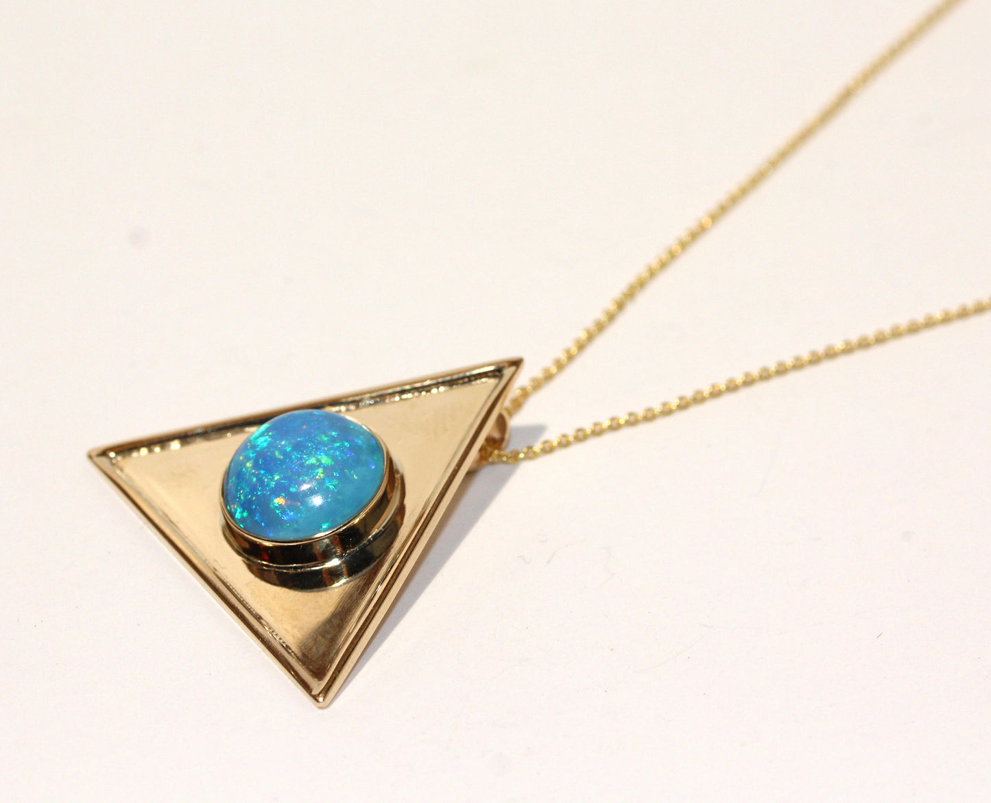 Opal Triangle Pendant - 14k Gold #1478