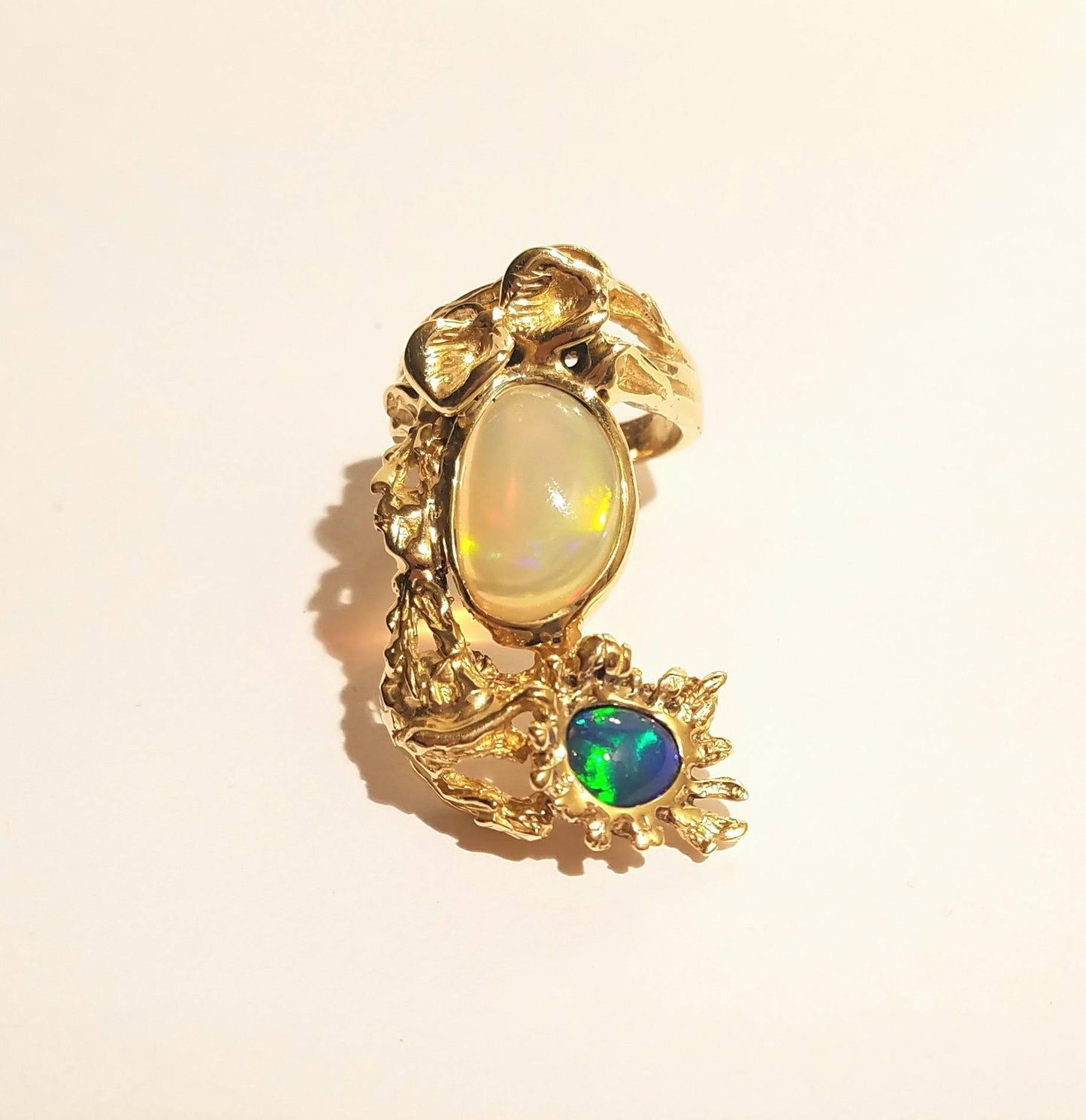 Opal Ring 14k Solid Yellow Gold - Size 7 - Natural Gemstones #1493