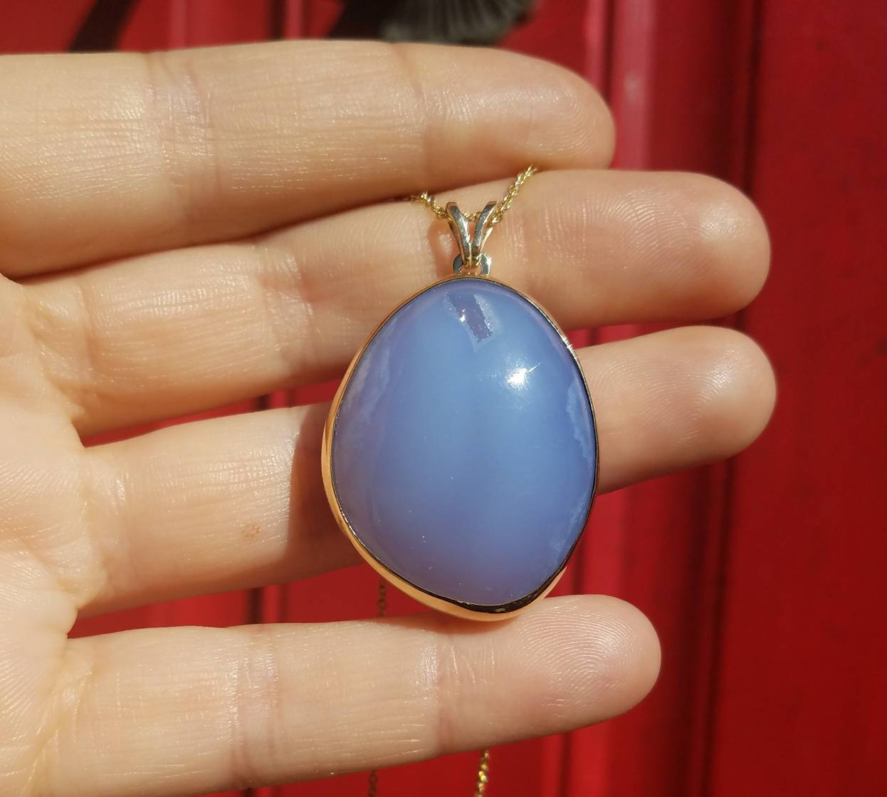 Chalcedony Pendant- 14k Gold Necklace #1497