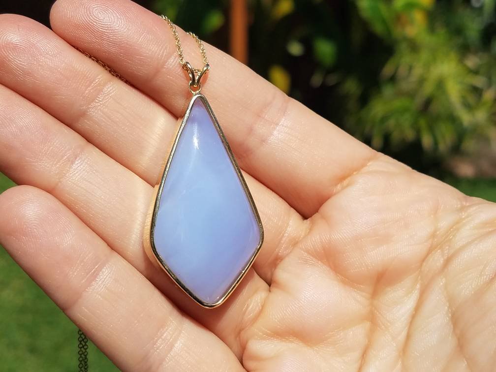 Purple Chalcedony Agate Pendant - 14k Gold #1390
