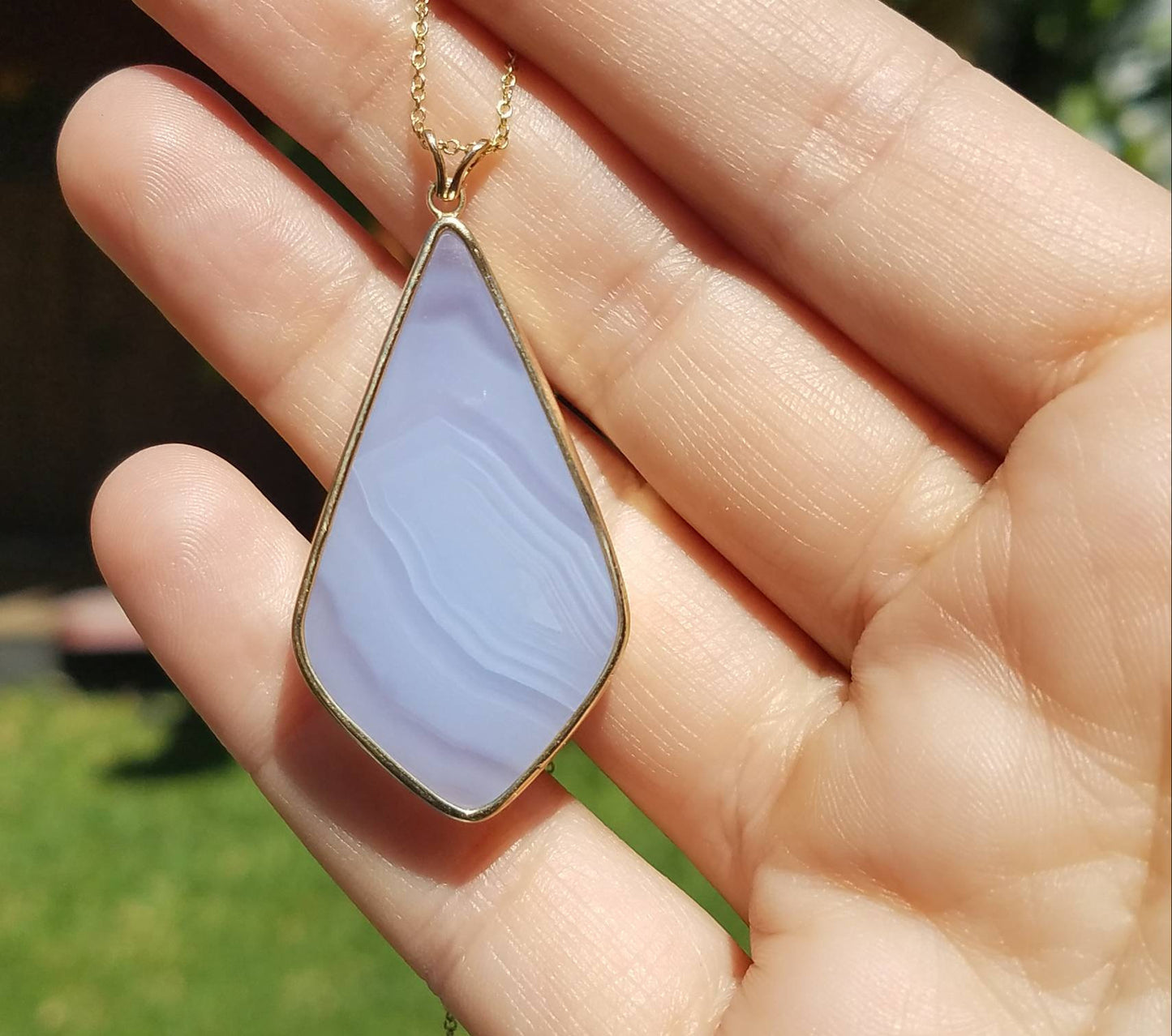 Purple Chalcedony Agate Pendant - 14k Gold #1390