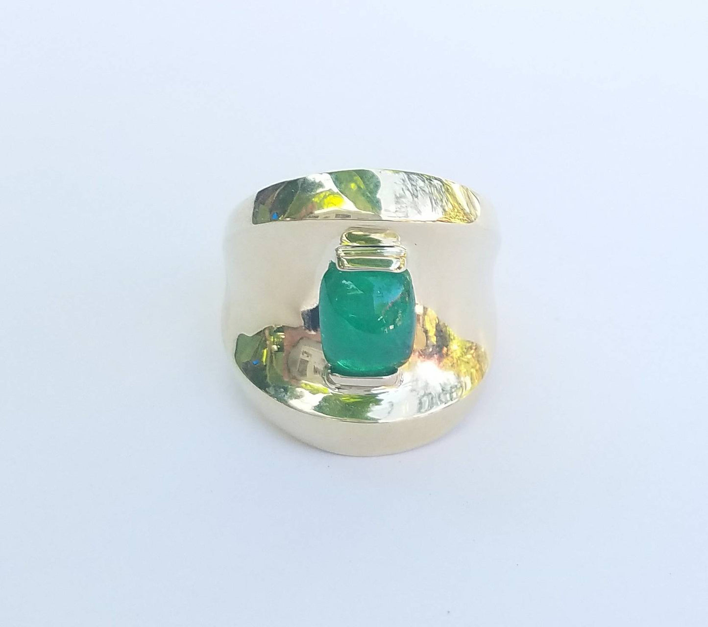 Gold Emerald Ring 14k Gold - Size 7 - #1514