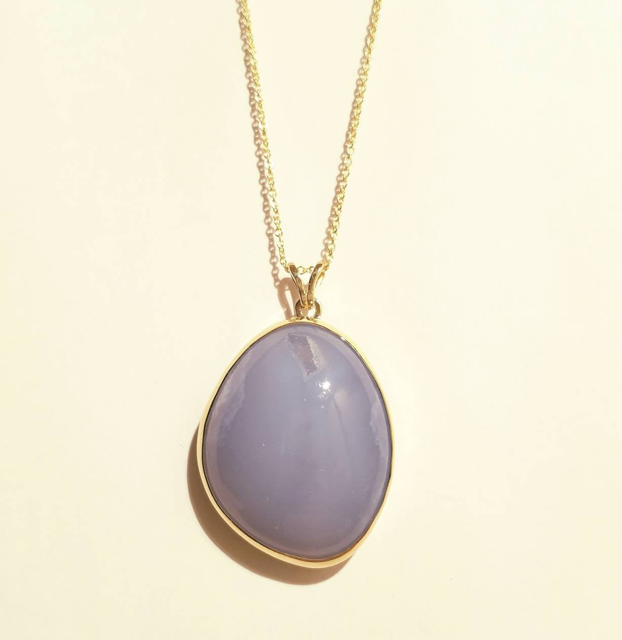 Chalcedony Pendant- 14k Gold Necklace #1497