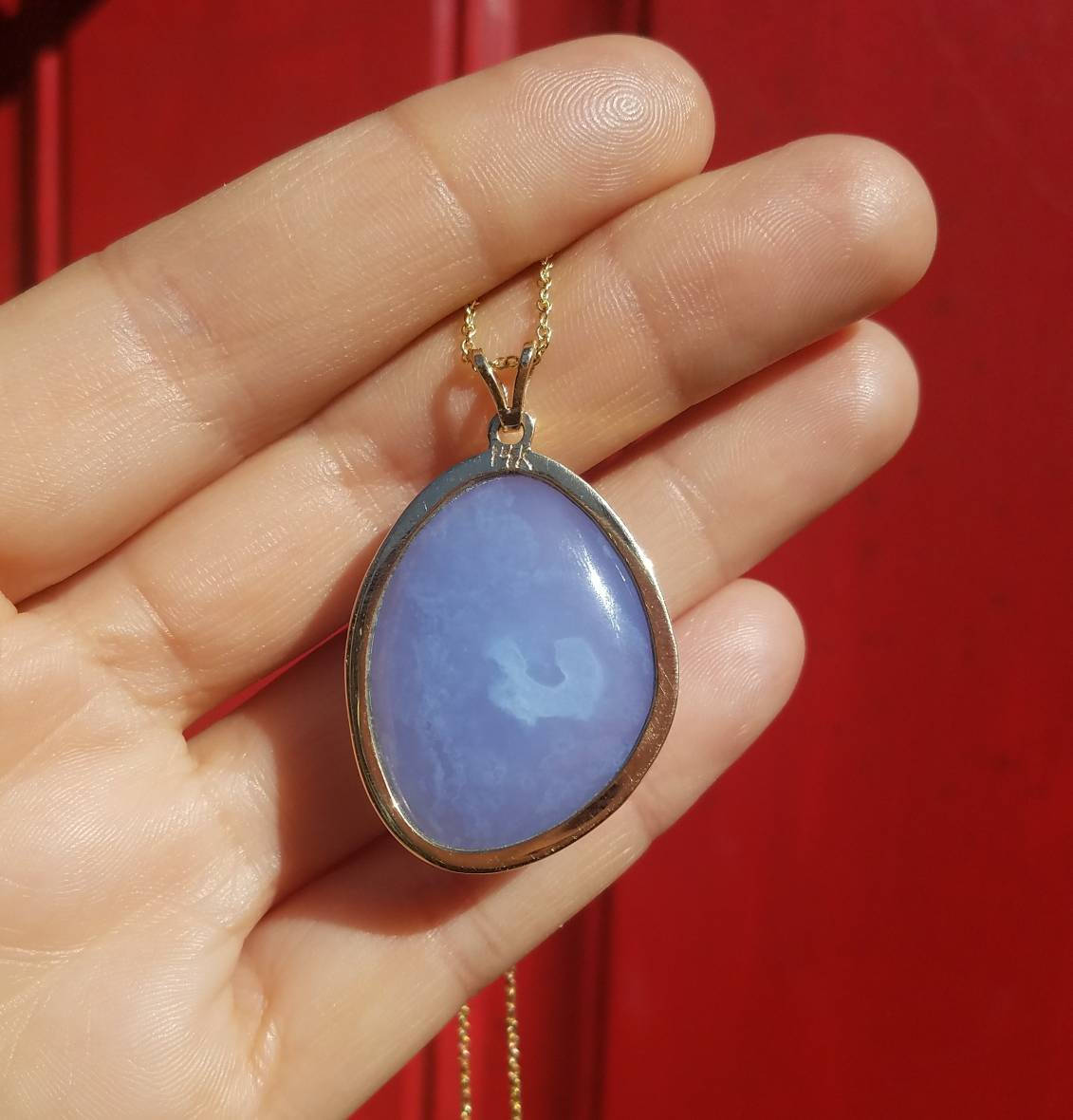 Chalcedony Pendant- 14k Gold Necklace #1497