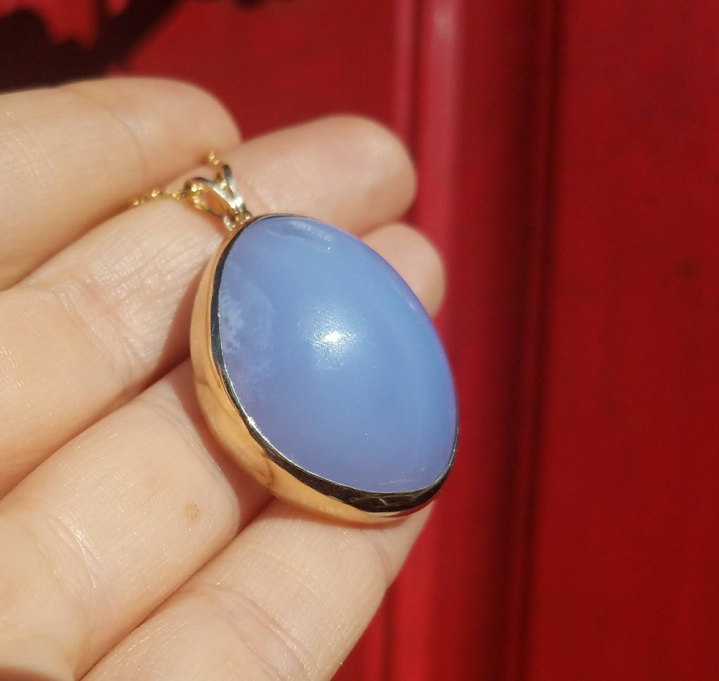 Chalcedony Pendant- 14k Gold Necklace #1497