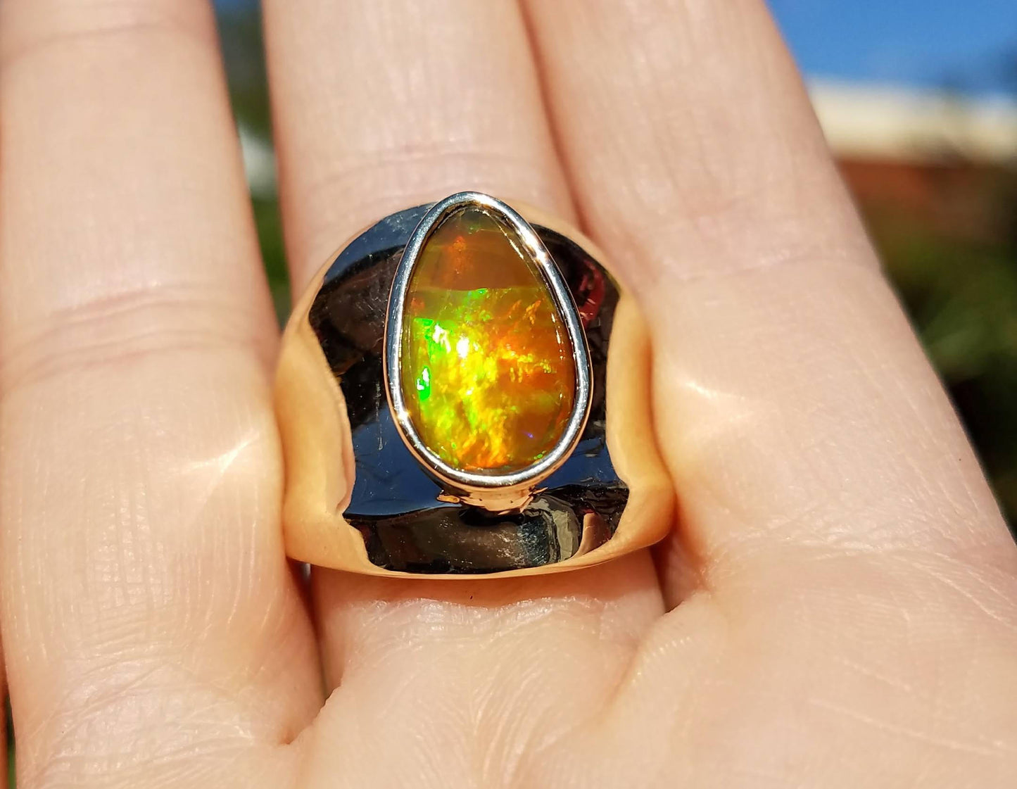 Gold Opal Ring 14k Gold - Size 7.5 #1502