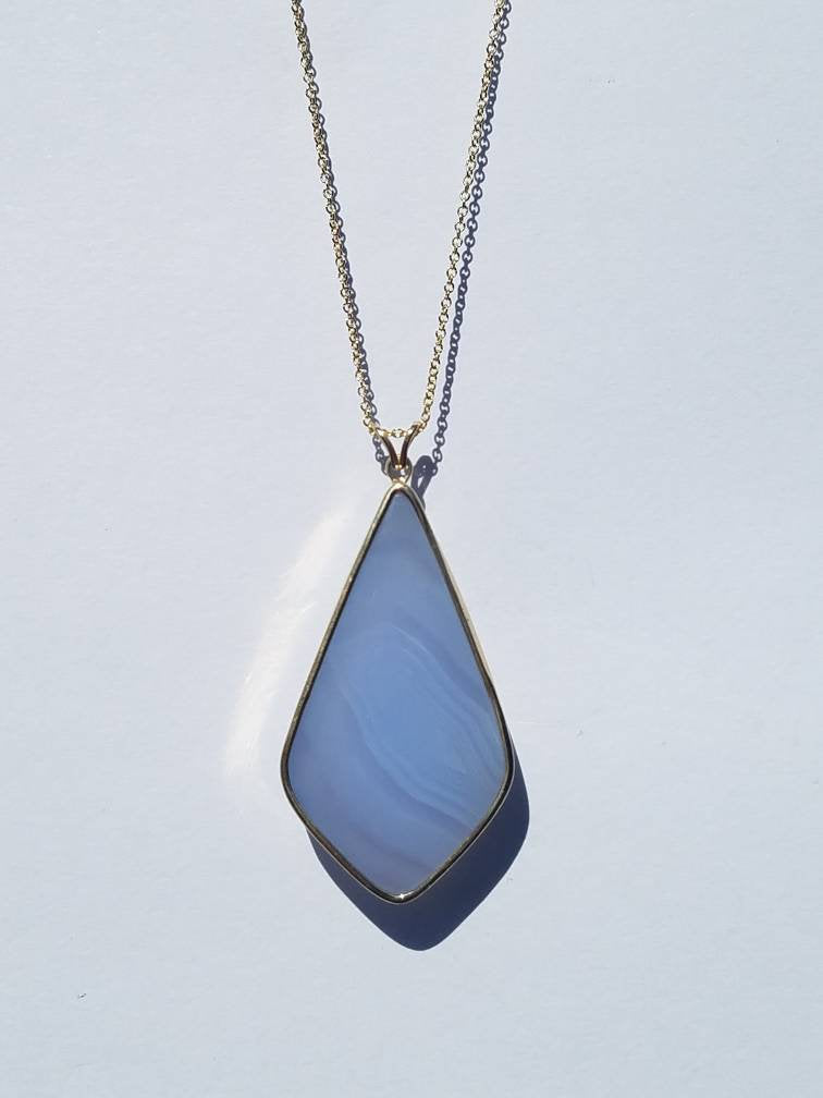 Purple Chalcedony Agate Pendant - 14k Gold #1390