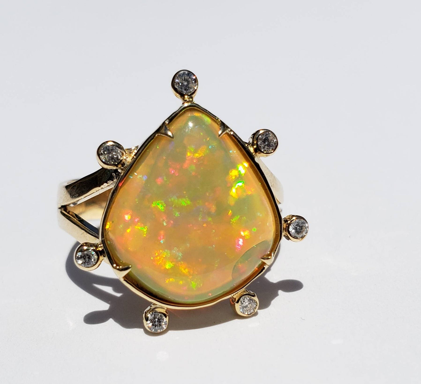 Opal & Diamond Ring 14k Gold #1613