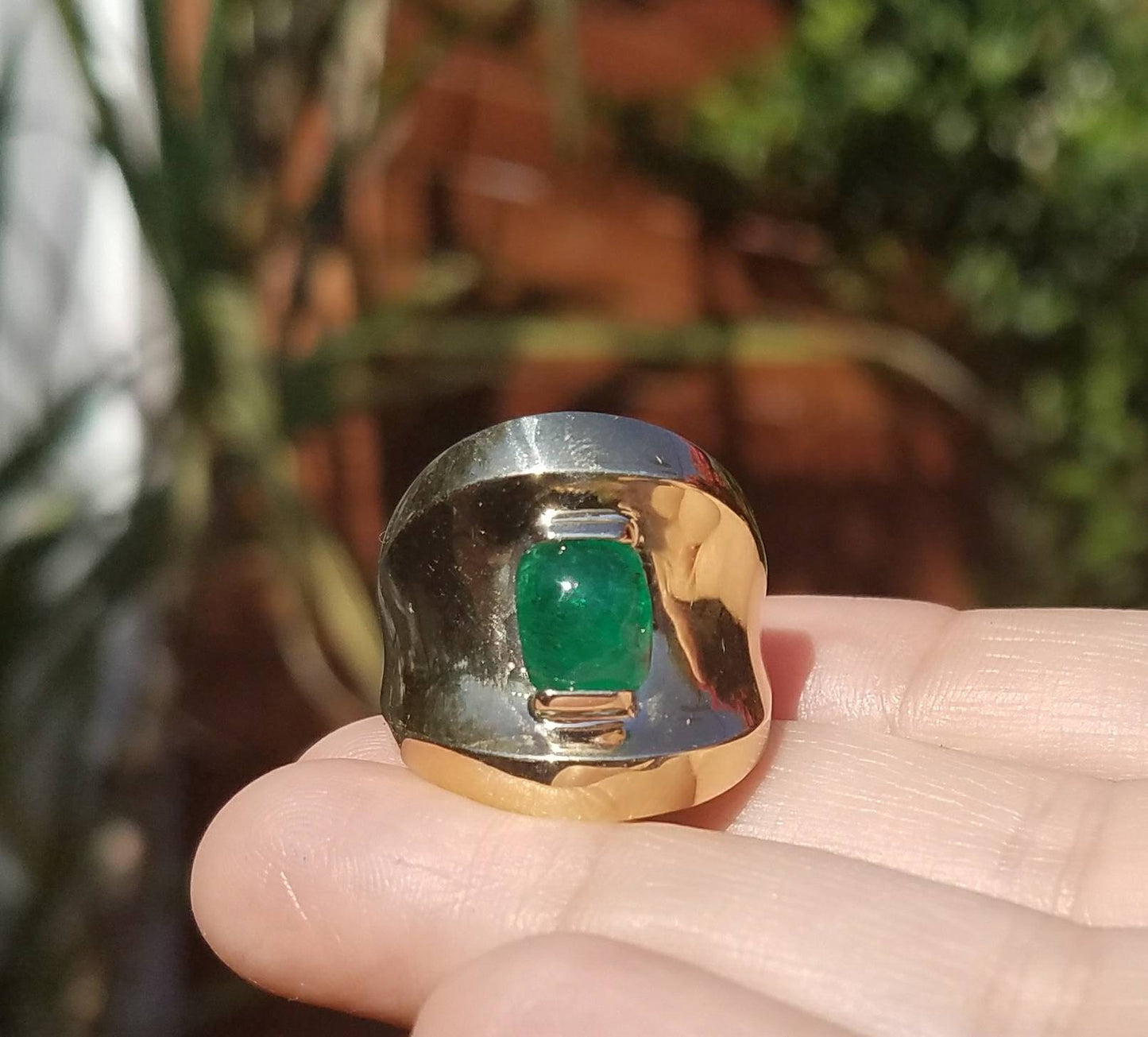 Gold Emerald Ring 14k Gold - Size 7 - #1514