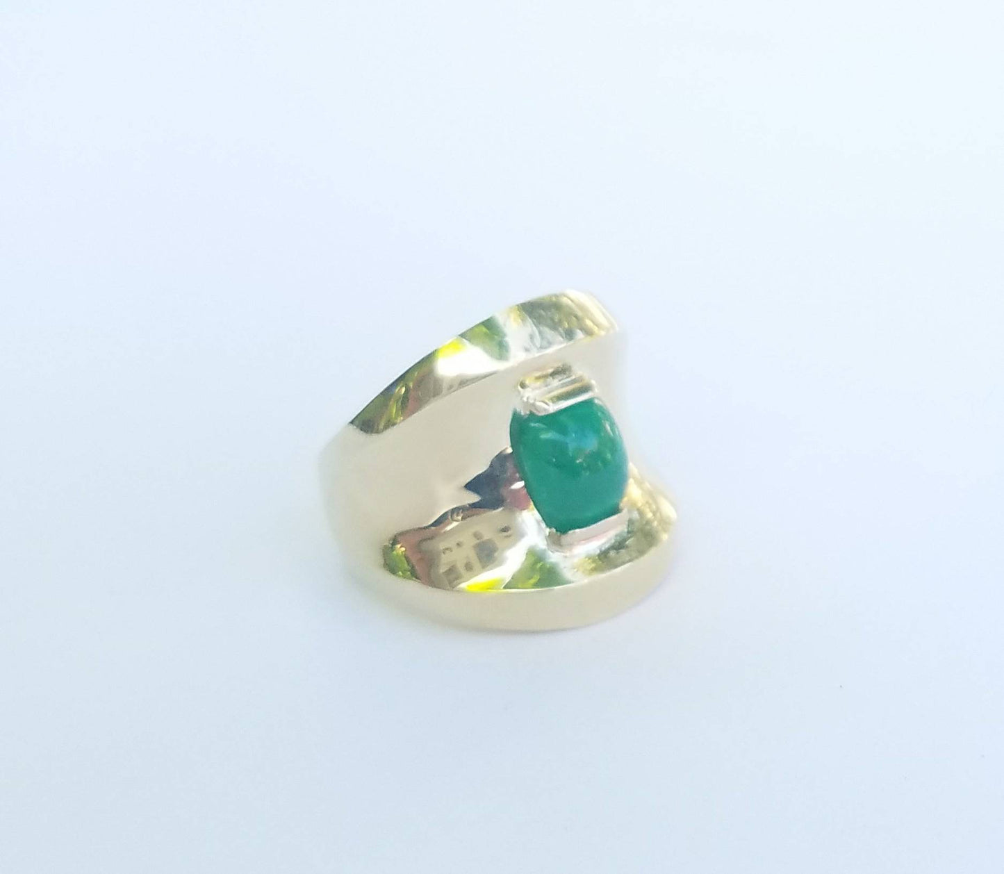 Gold Emerald Ring 14k Gold - Size 7 - #1514