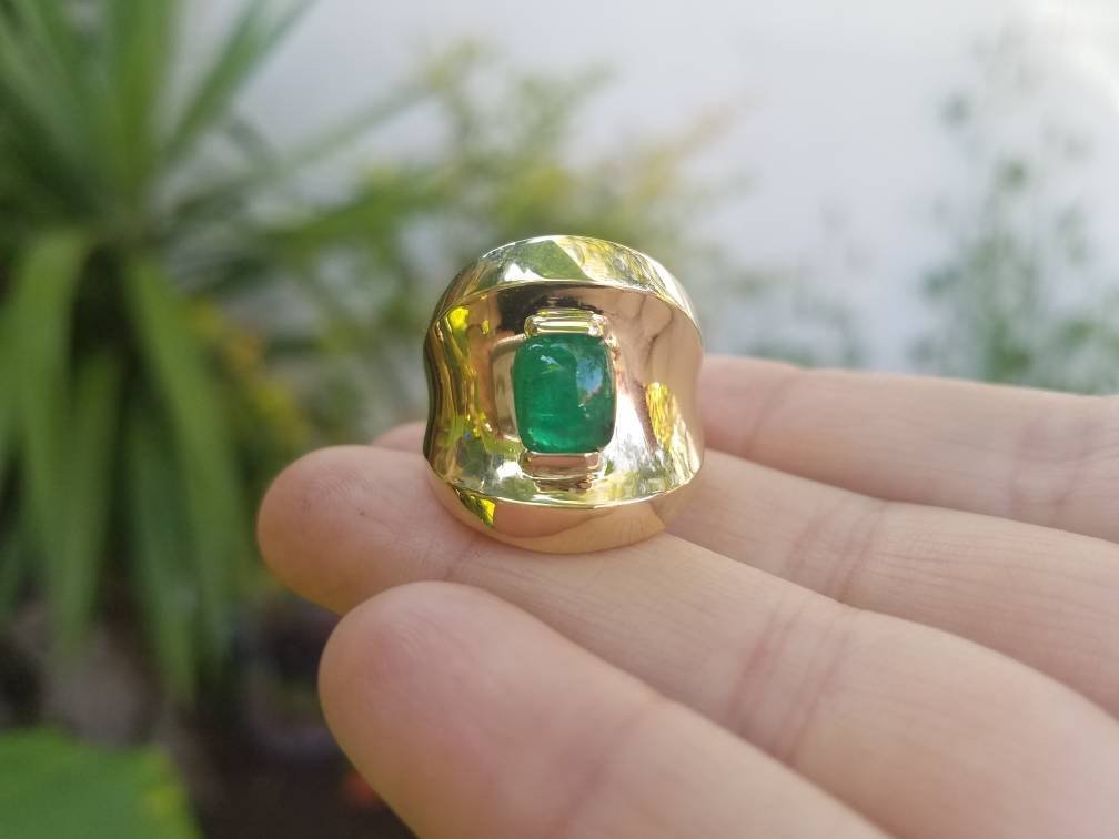 Gold Emerald Ring 14k Gold - Size 7 - #1514