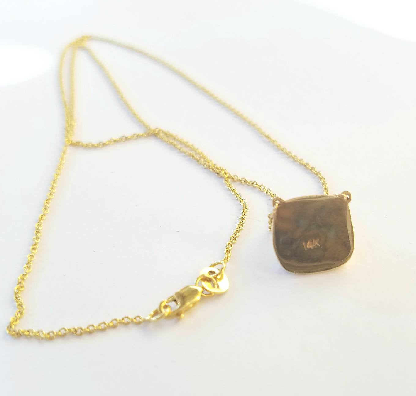 Emerald & Diamond Pendant - 14k Gold #1519