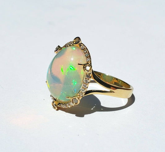 Opal Diamond Gold Ring