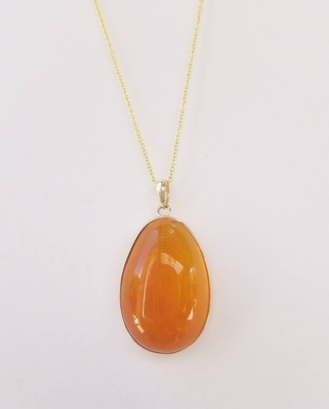 Orange Opal Gold Pendant