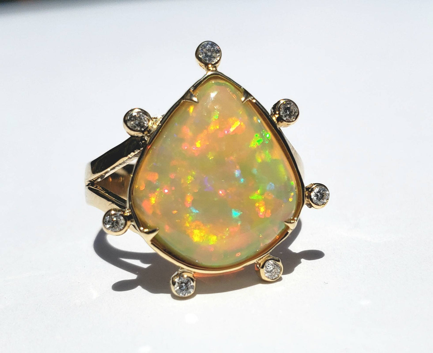 Opal Diamond Gold Ring