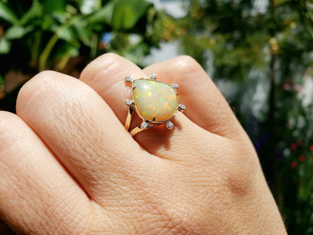 Opal & Diamond Ring 14k Gold #1613