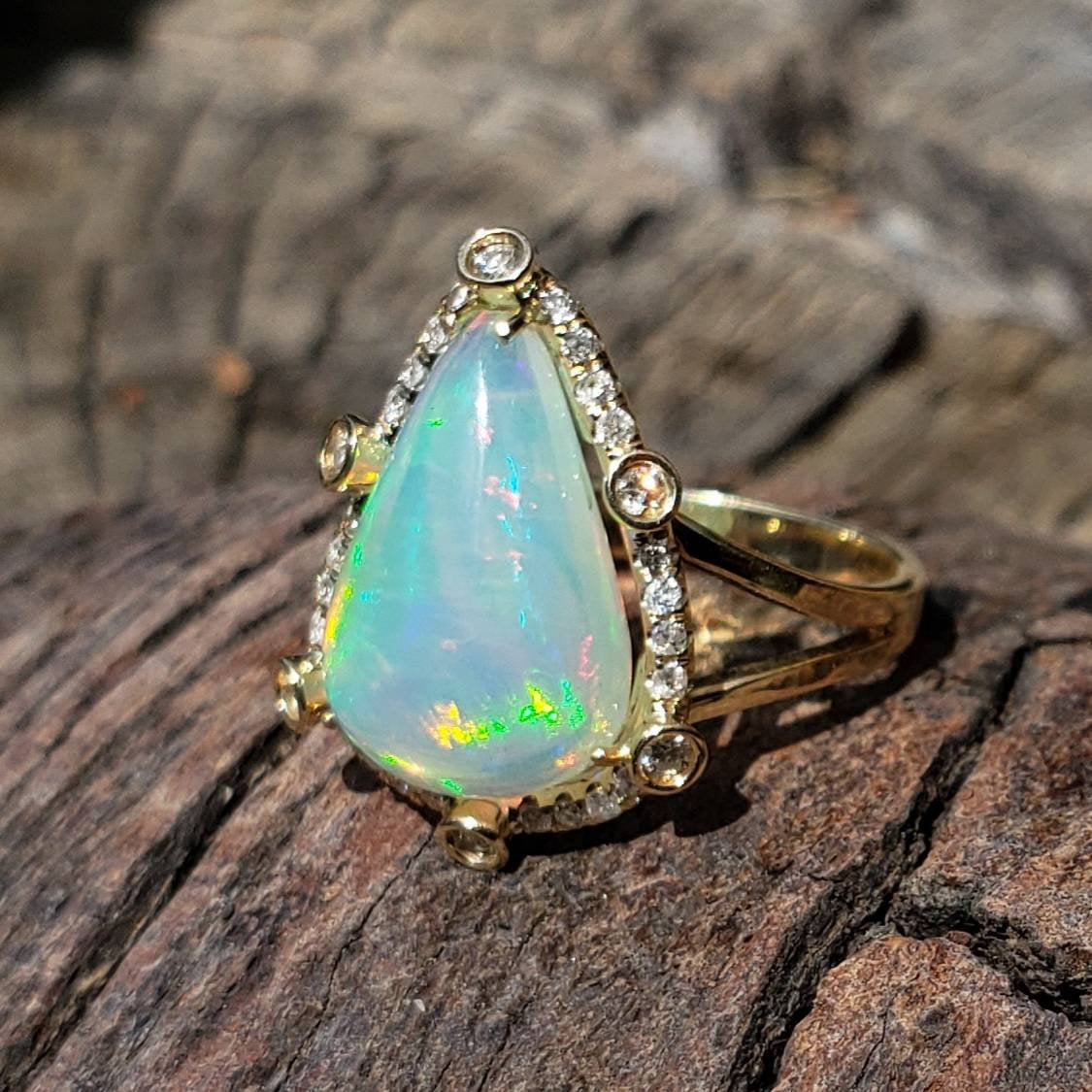Opal Diamond Gold Ring