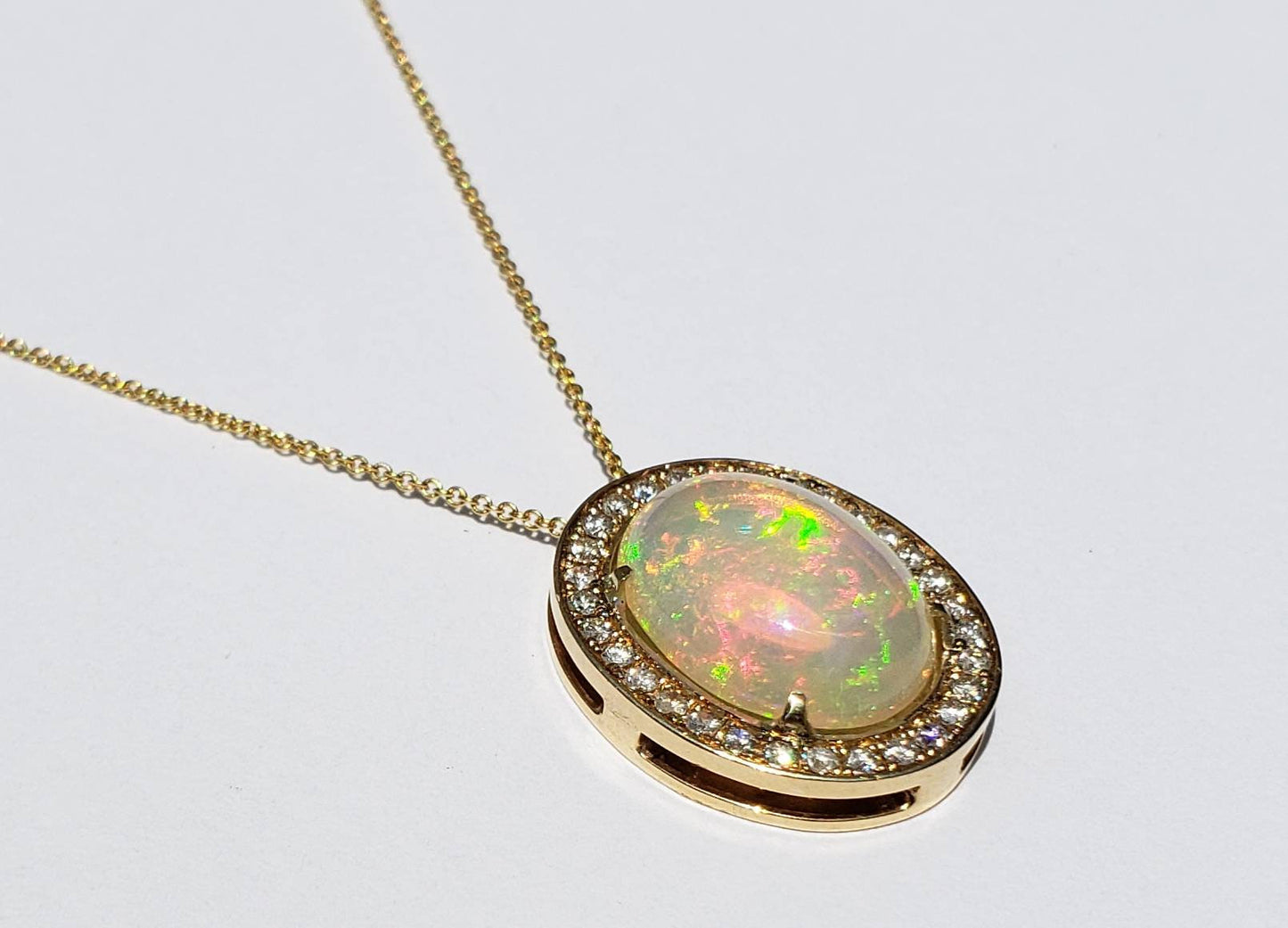 Opal & Diamond Pendant 14k Gold #1608