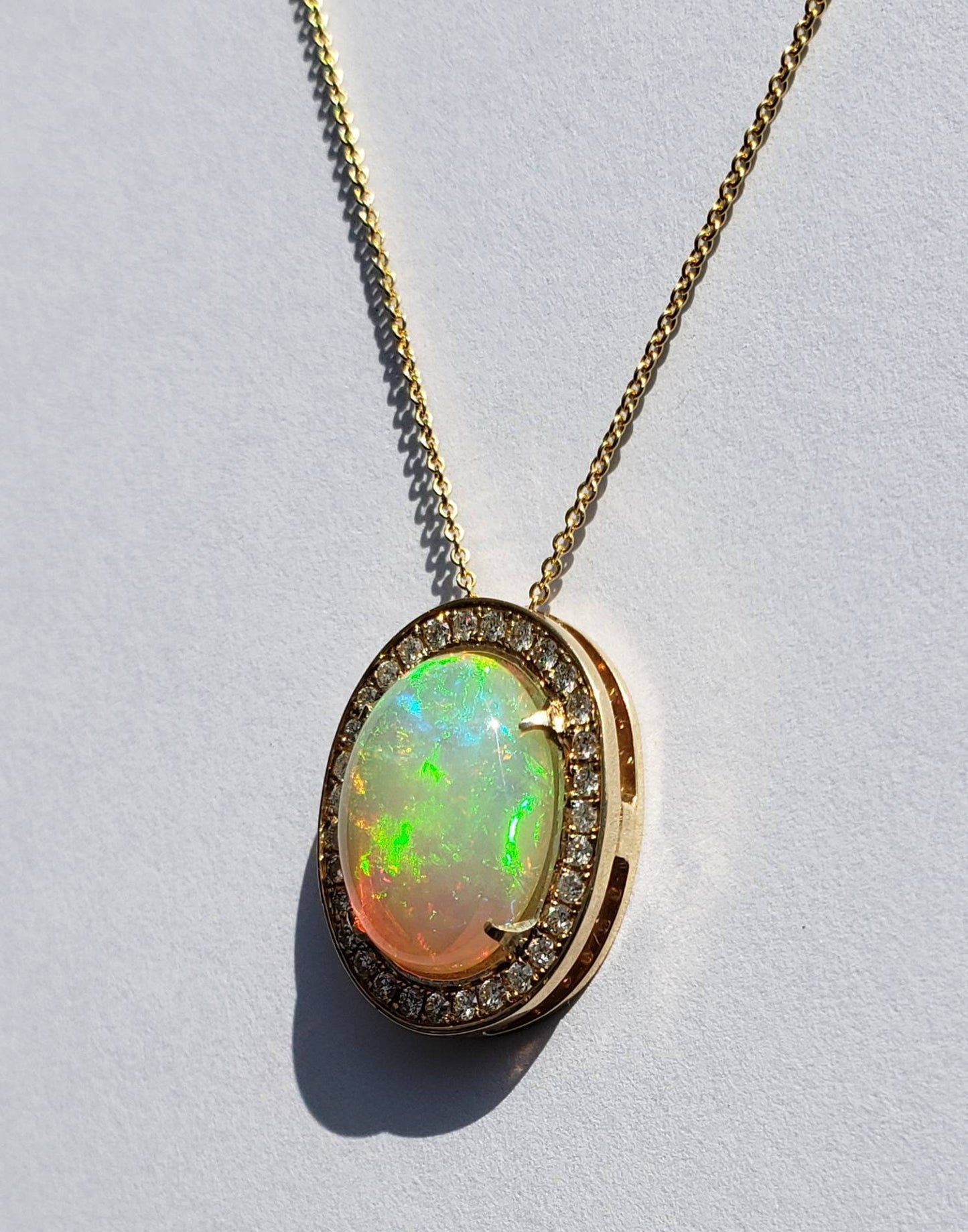 Opal & Diamond Pendant 14k Gold #1608
