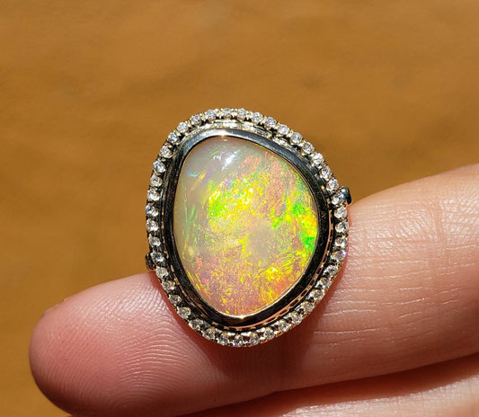 Opal Diamond Gold Ring