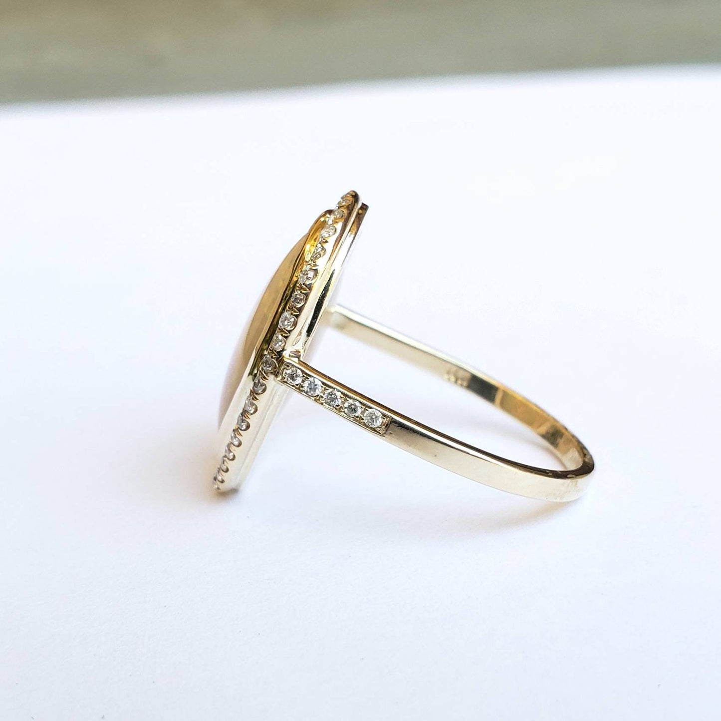 Ethiopian Opal Ring with Diamonds 14k Yellow Gold - Size 8 #1604