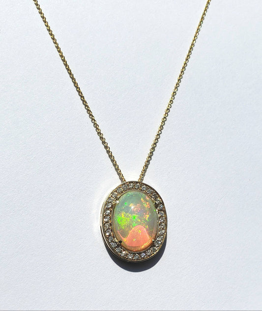 Opal Diamond Gold Pendant