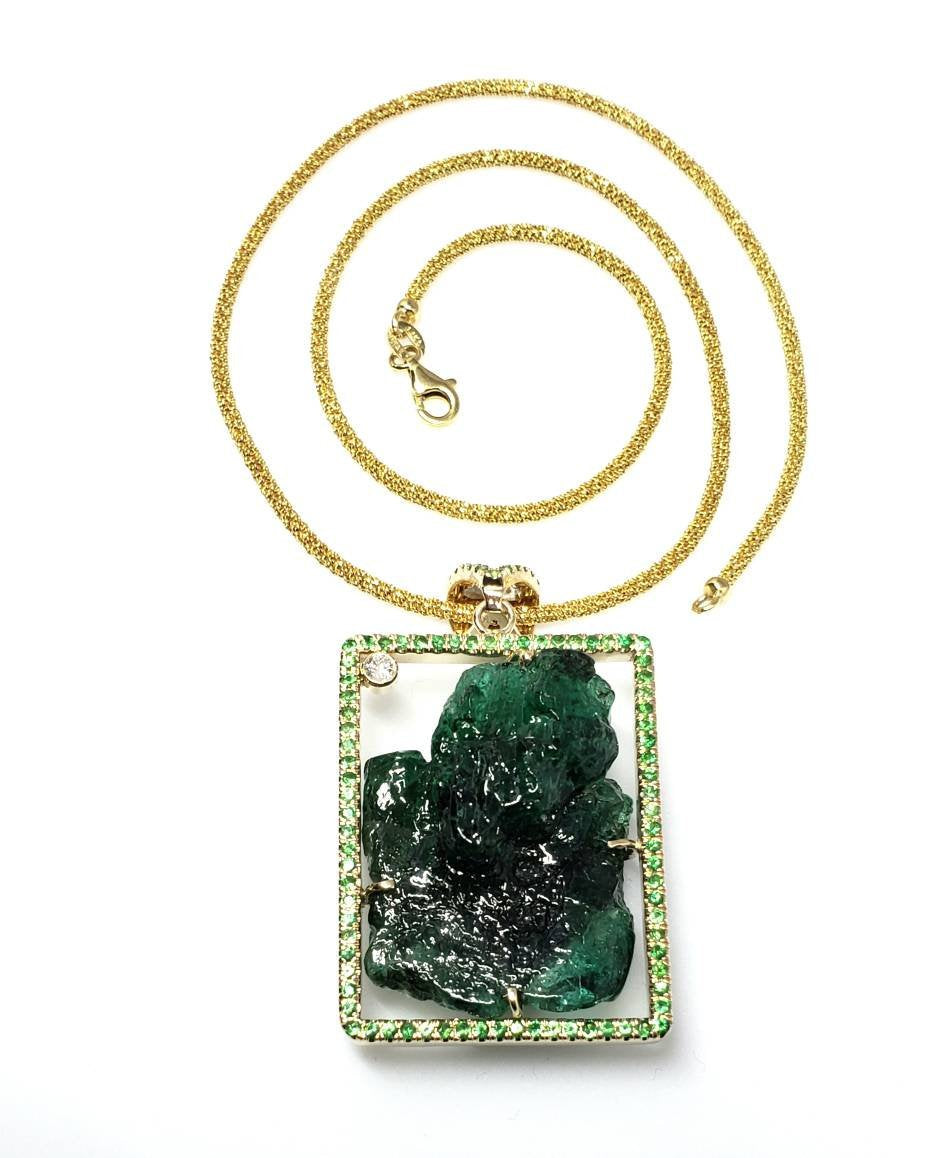 Emerald Gold Pendant Necklace