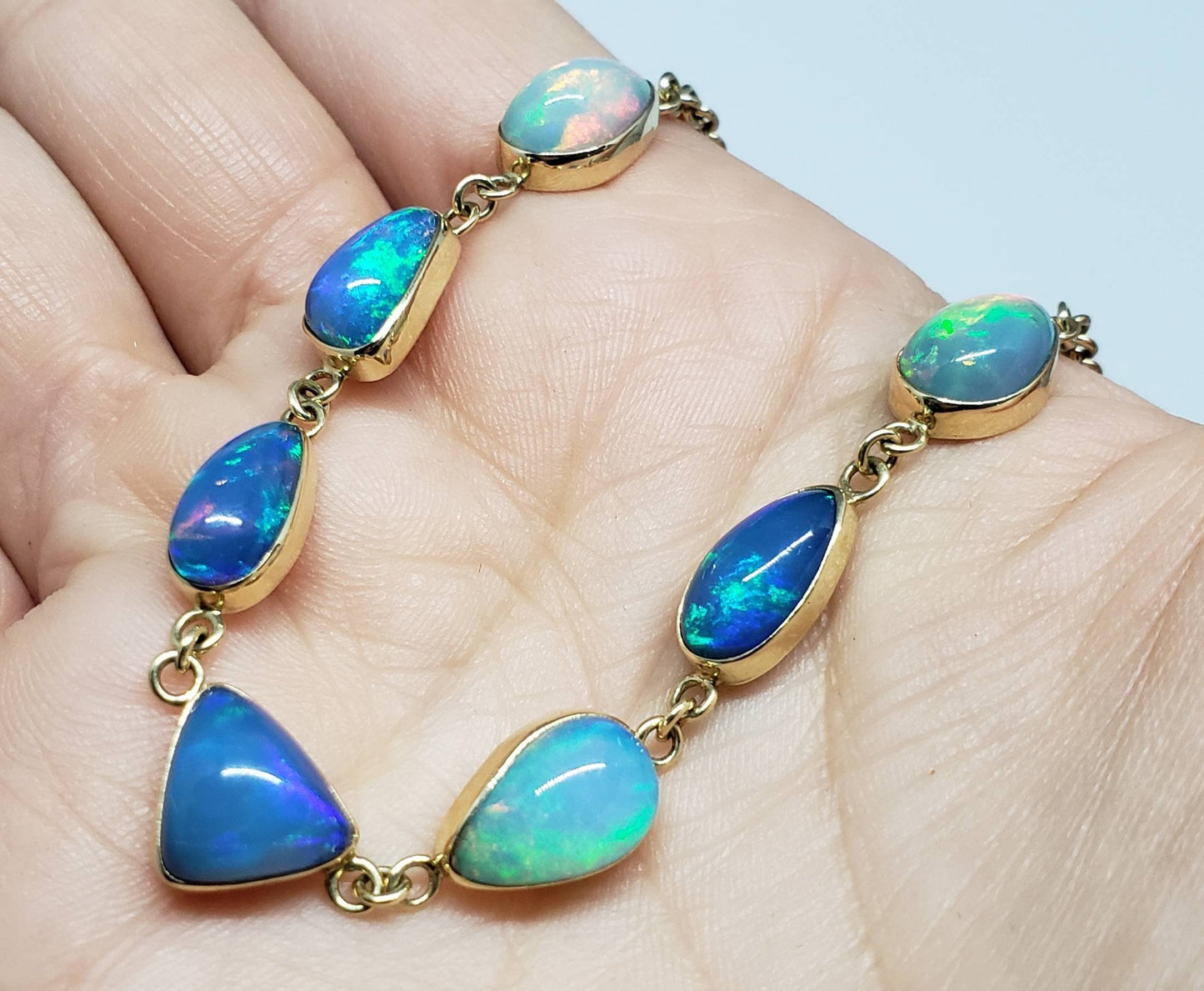 Colorful Opals Bracelet - 14k Gold #1627