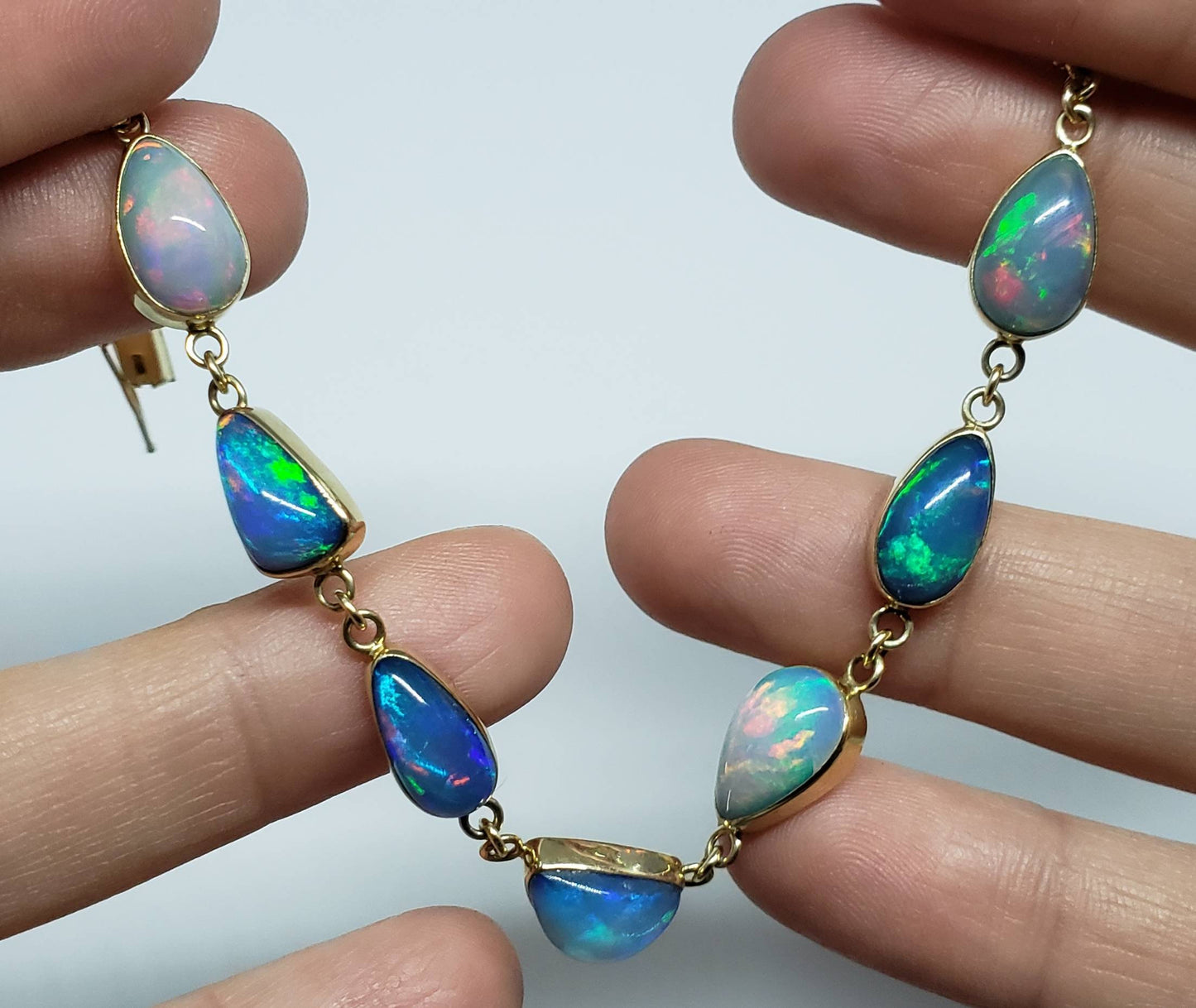 Colorful Opals Bracelet - 14k Gold #1627