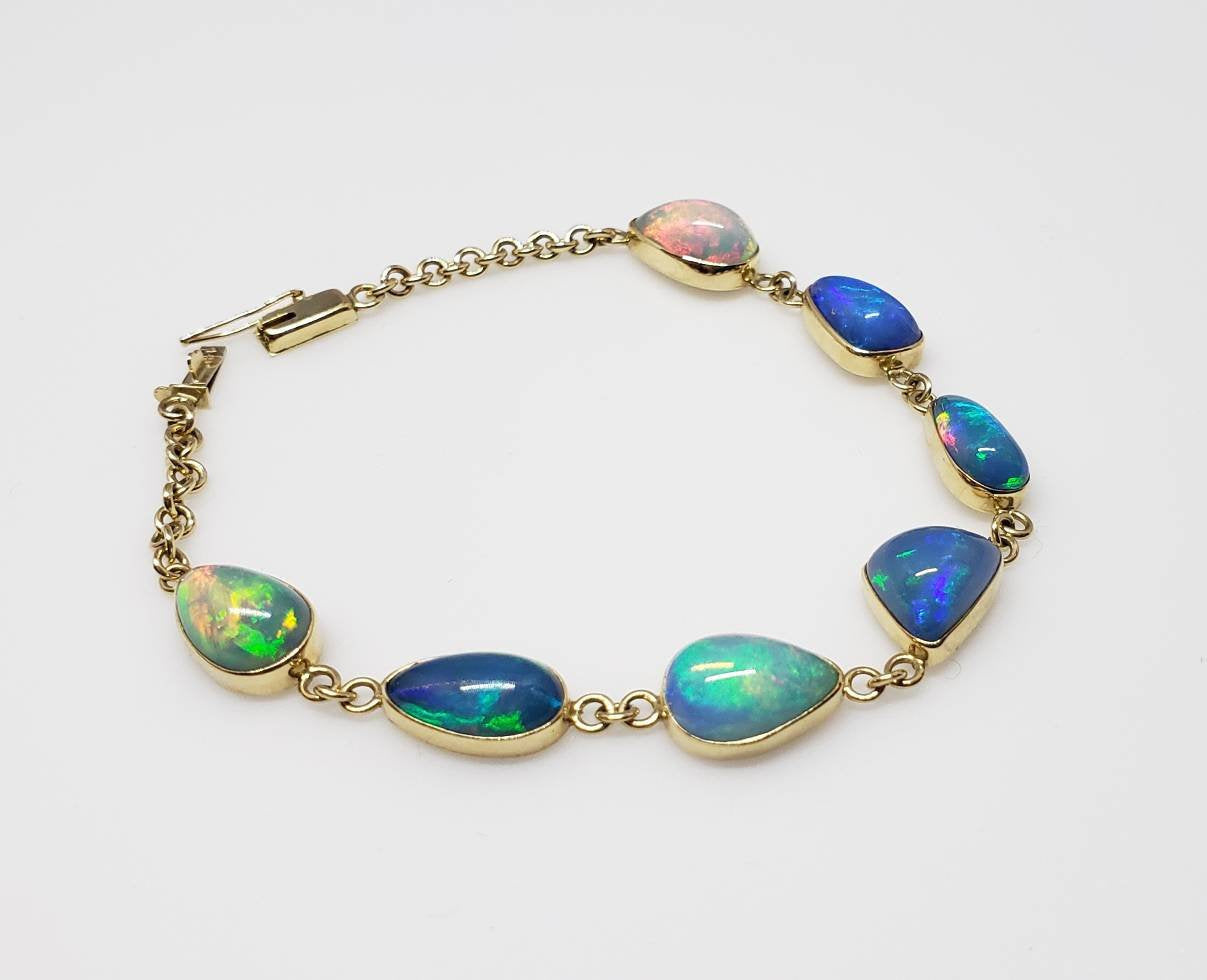 Colorful Opals Bracelet - 14k Gold #1627