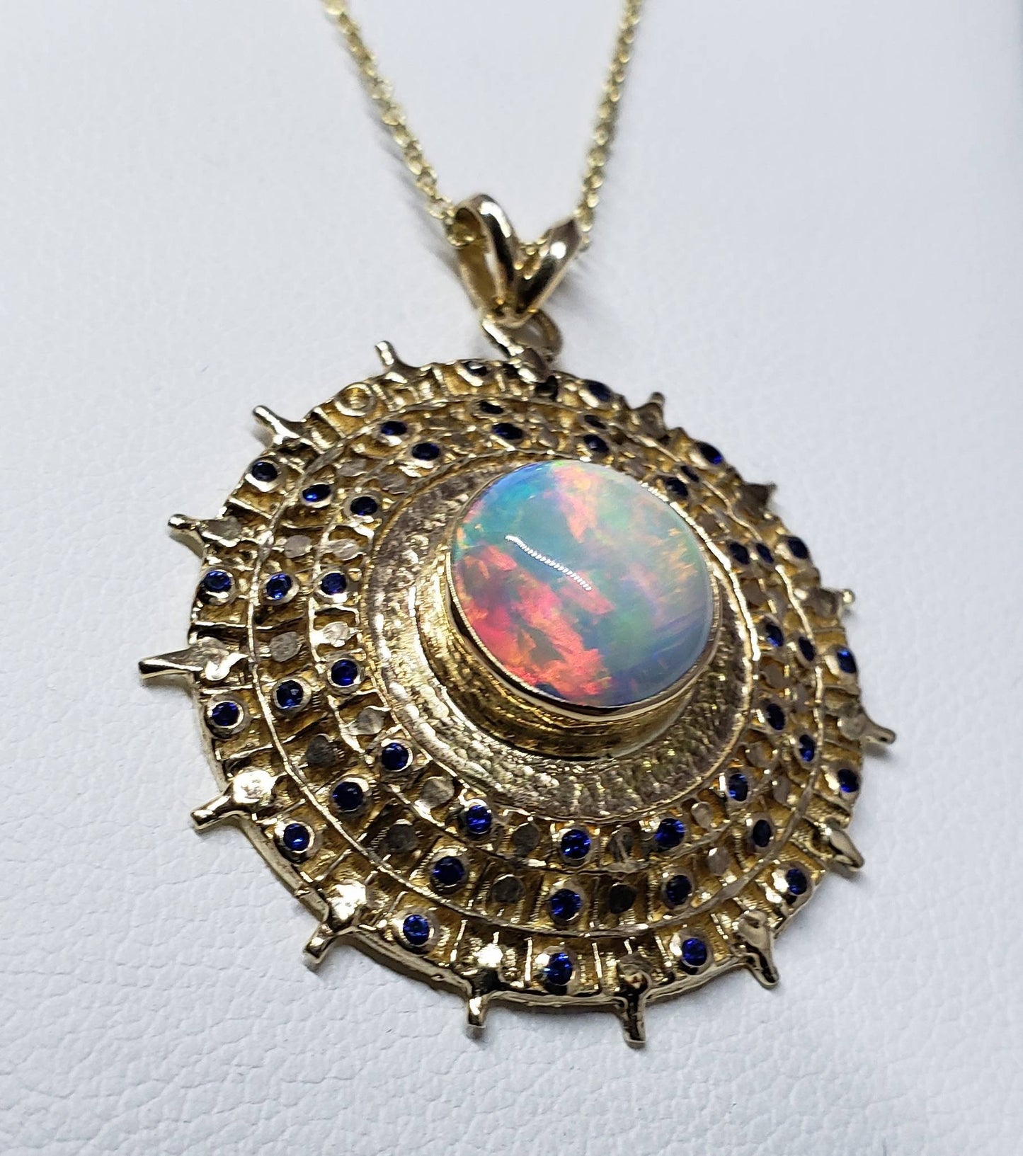 Opal Medallion Pendant - 14k Gold #1626