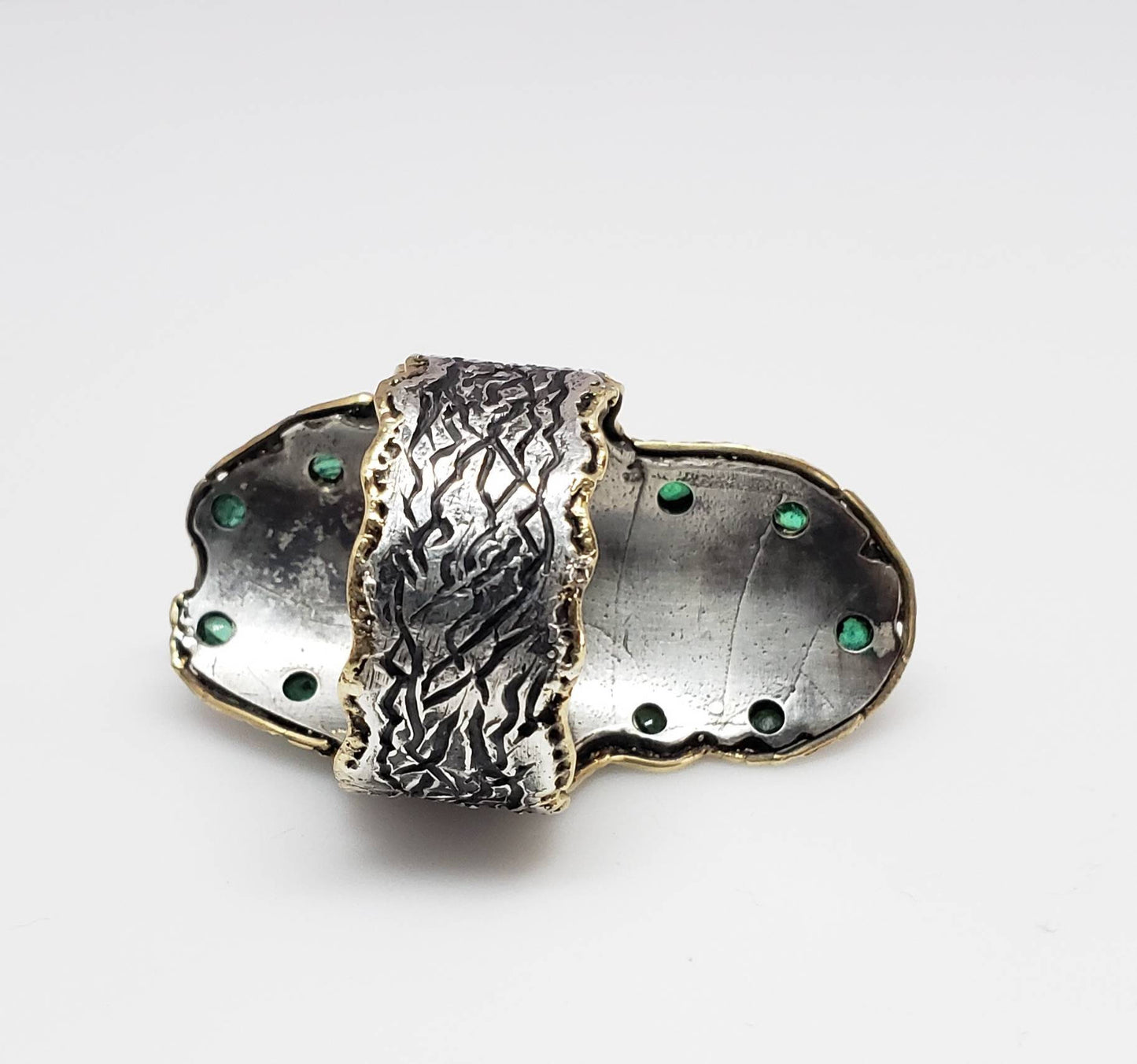 Rustic Opal Ring - 14k Gold - Sterling Silver & Gold y #1628