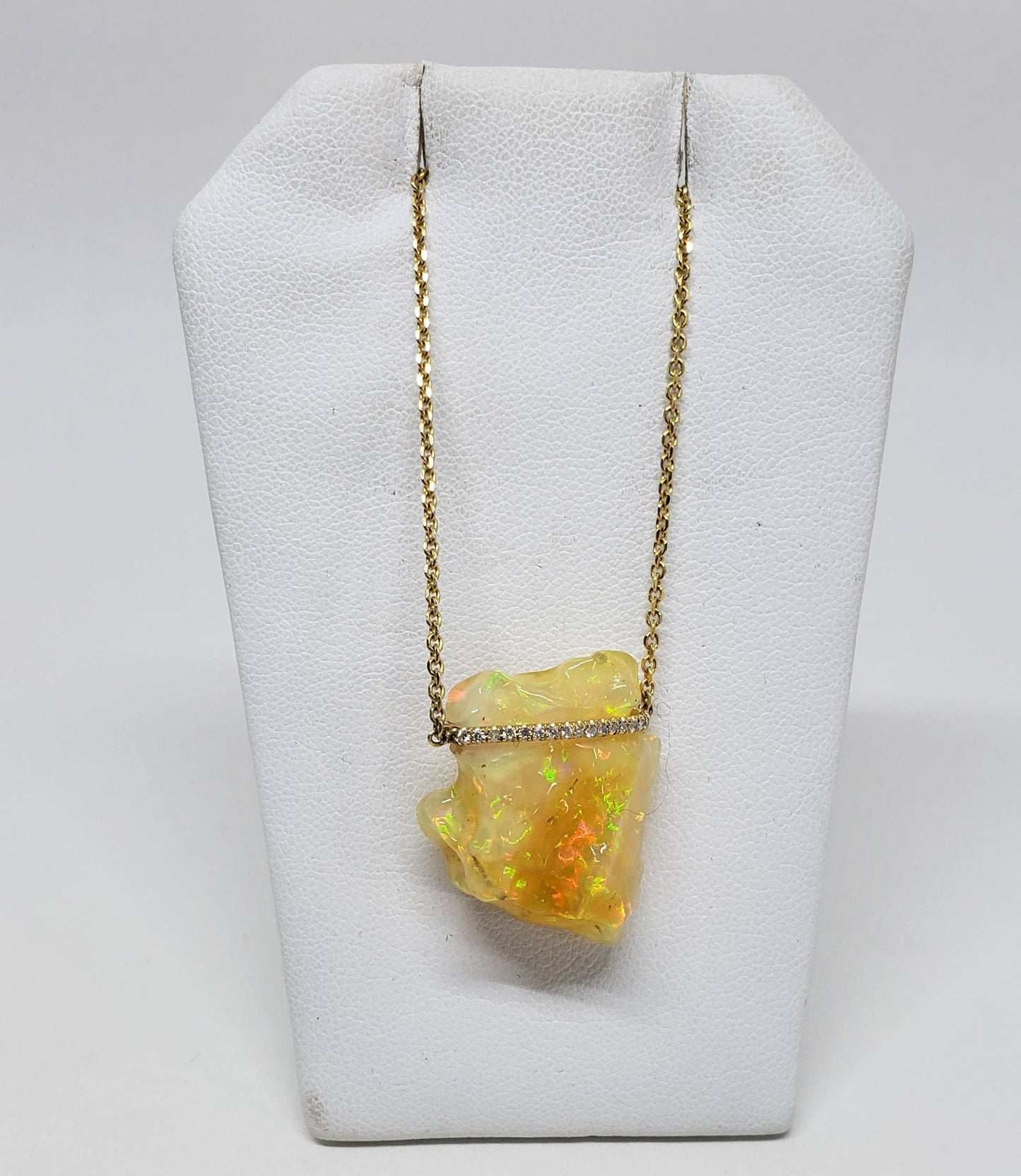 Carved Opal Pendant 14k Gold