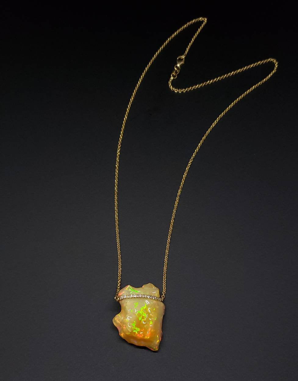 Carved Opal Pendant 14k Gold