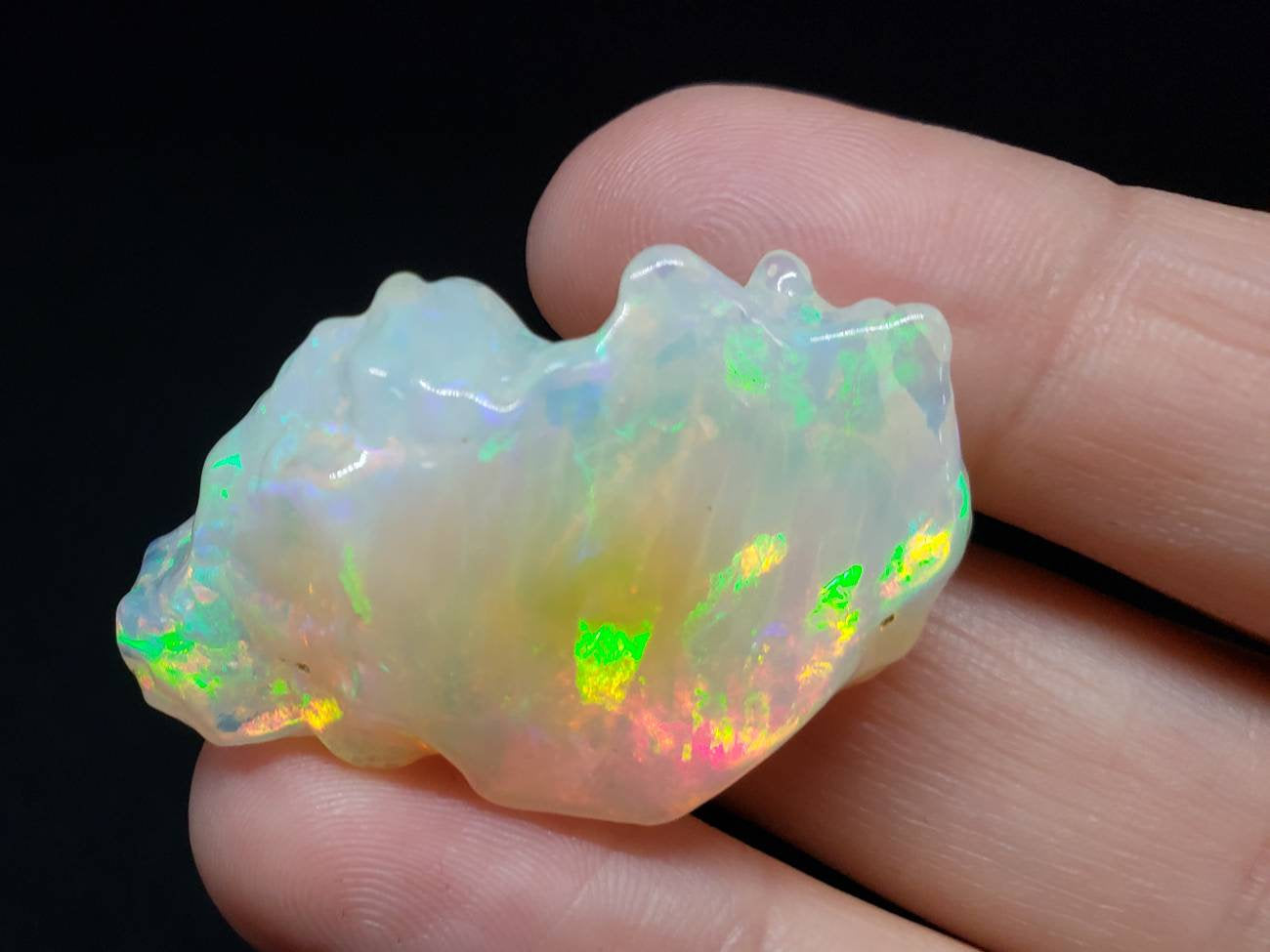 Crystal Opal Carving - Bright Fire Colors #1620