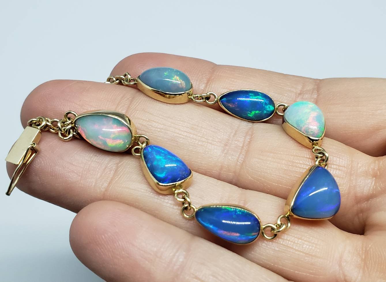 Colorful Opals Bracelet - 14k Gold #1627