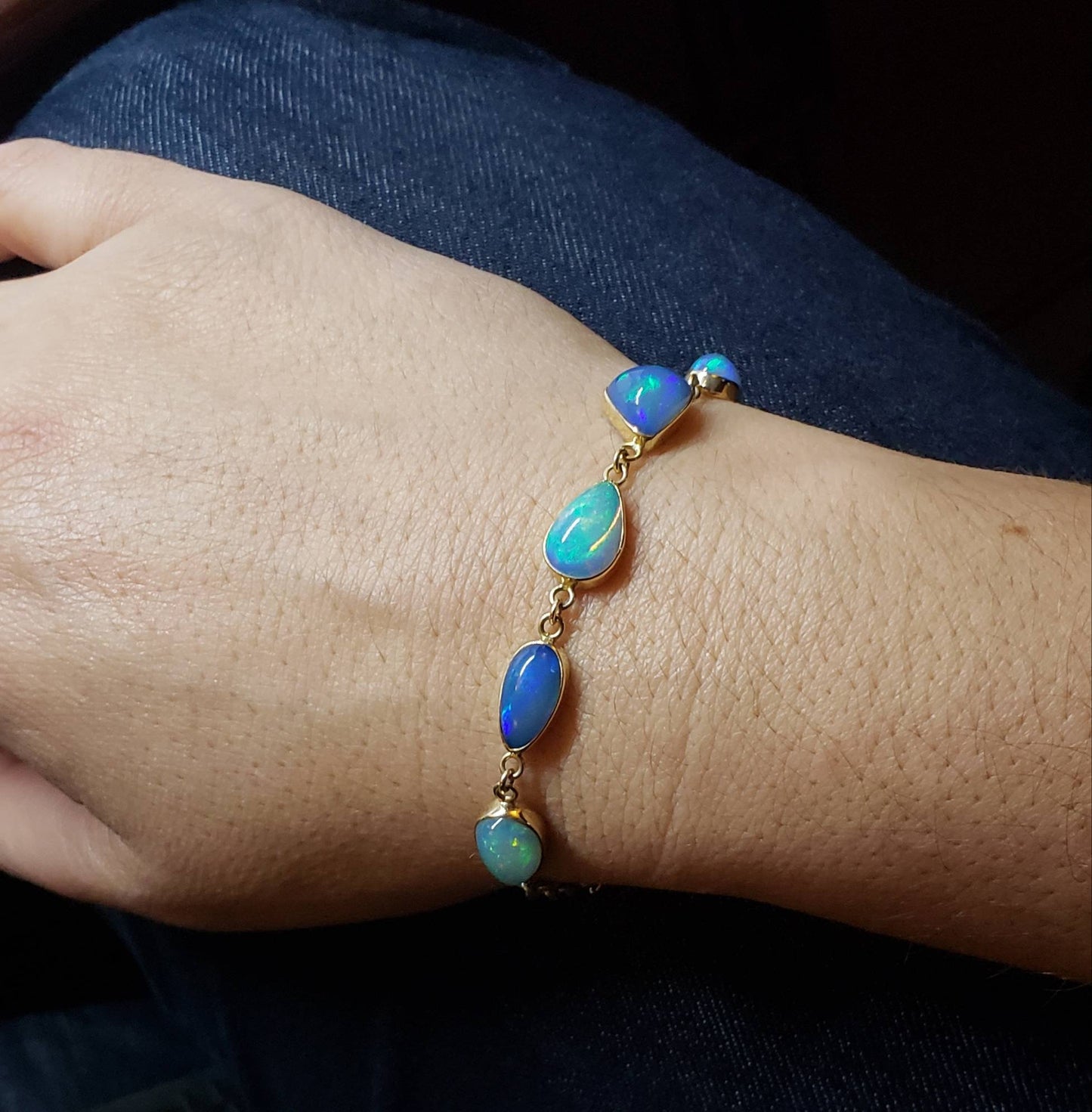 Colorful Opals Bracelet - 14k Gold #1627