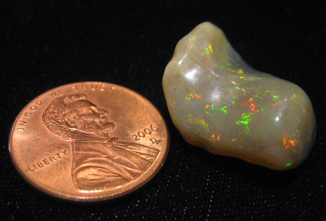 Natural Ethiopian Opal HAND CARVED Gemstone 15.5 Carat Bright Red Fire #115