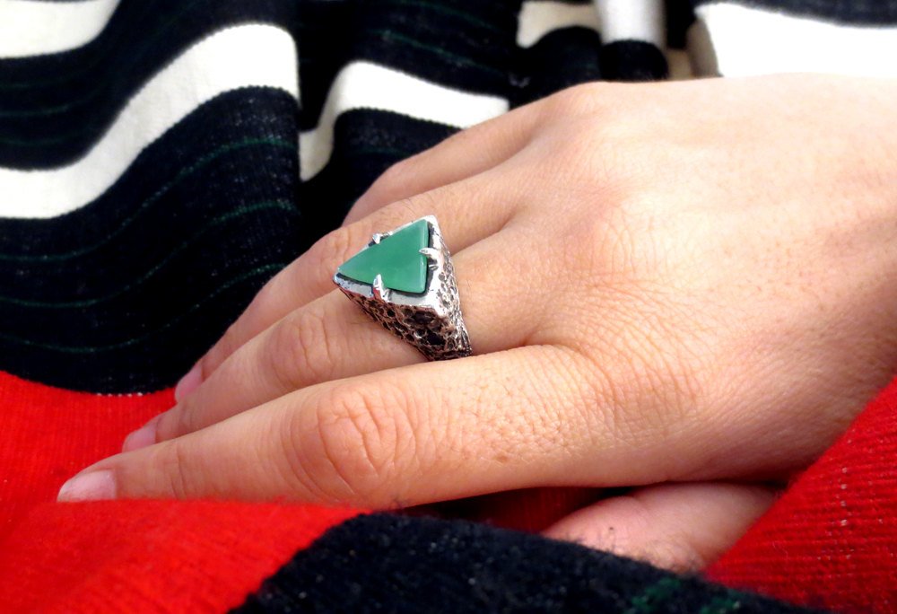 Sterling Silver Ring Size 7 - Natural Chrysoprase #1217