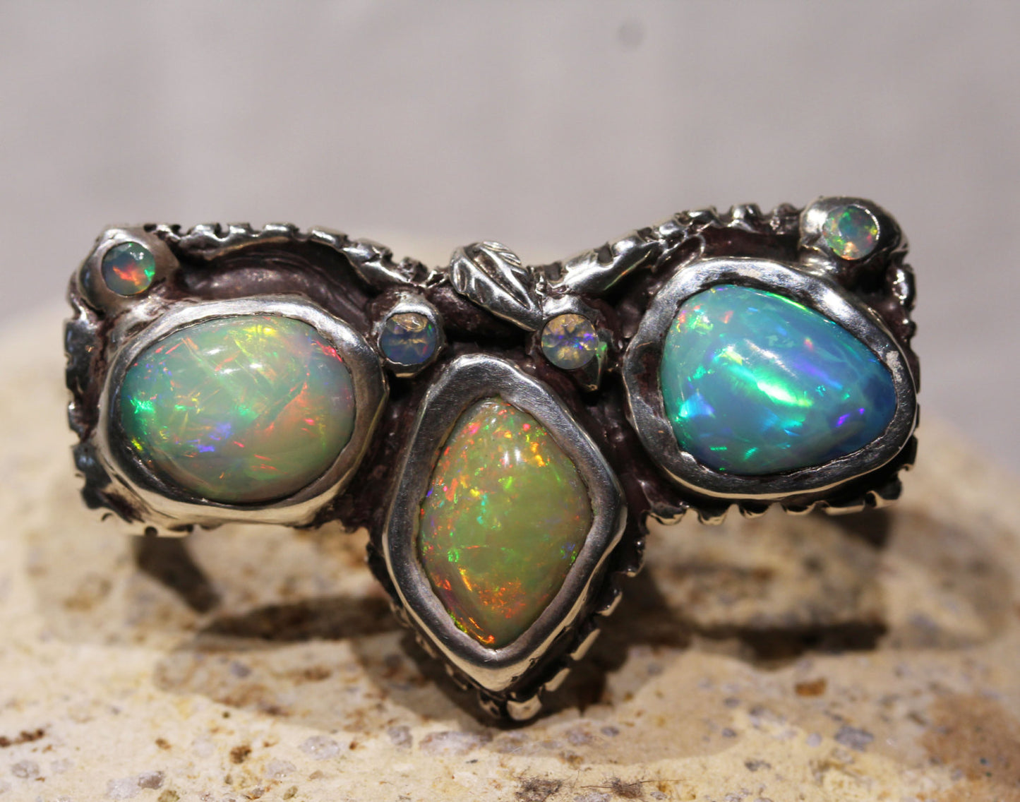 Multi-finger Opal Ring Sterling Silver #1278