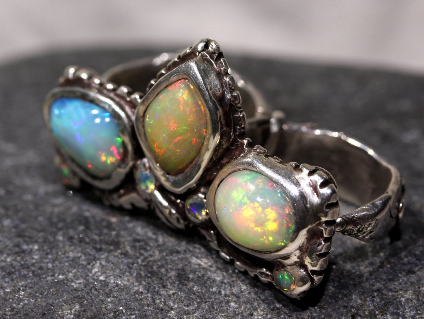 Multi-finger Opal Ring Sterling Silver #1278