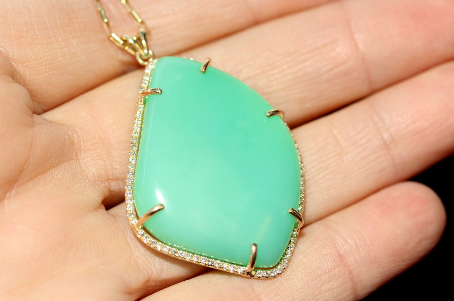 Chrystoprase Pendant - 14k Gold #1245