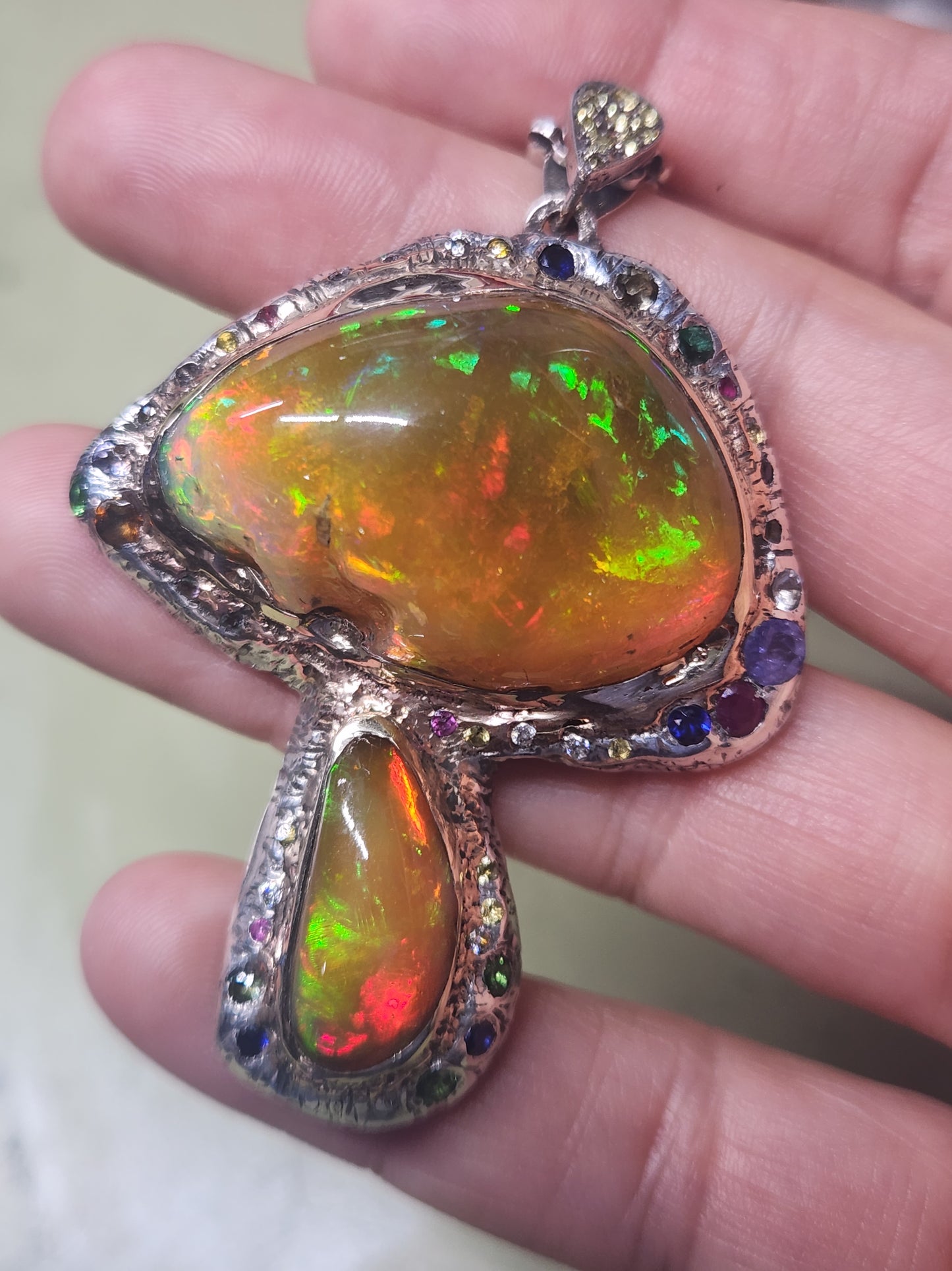 Custom Order: Mushroom Pendant - Natural Ethiopian Opal Specimen - Sterling Silver #516