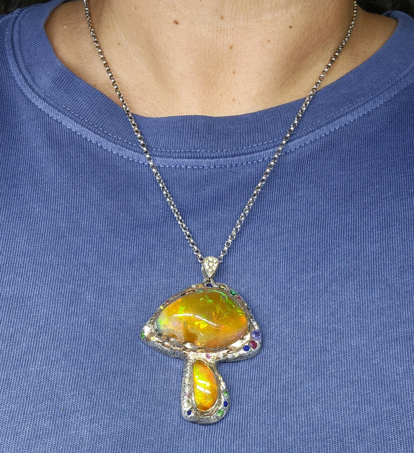 Custom Order: Mushroom Pendant - Natural Ethiopian Opal Specimen - Sterling Silver #516