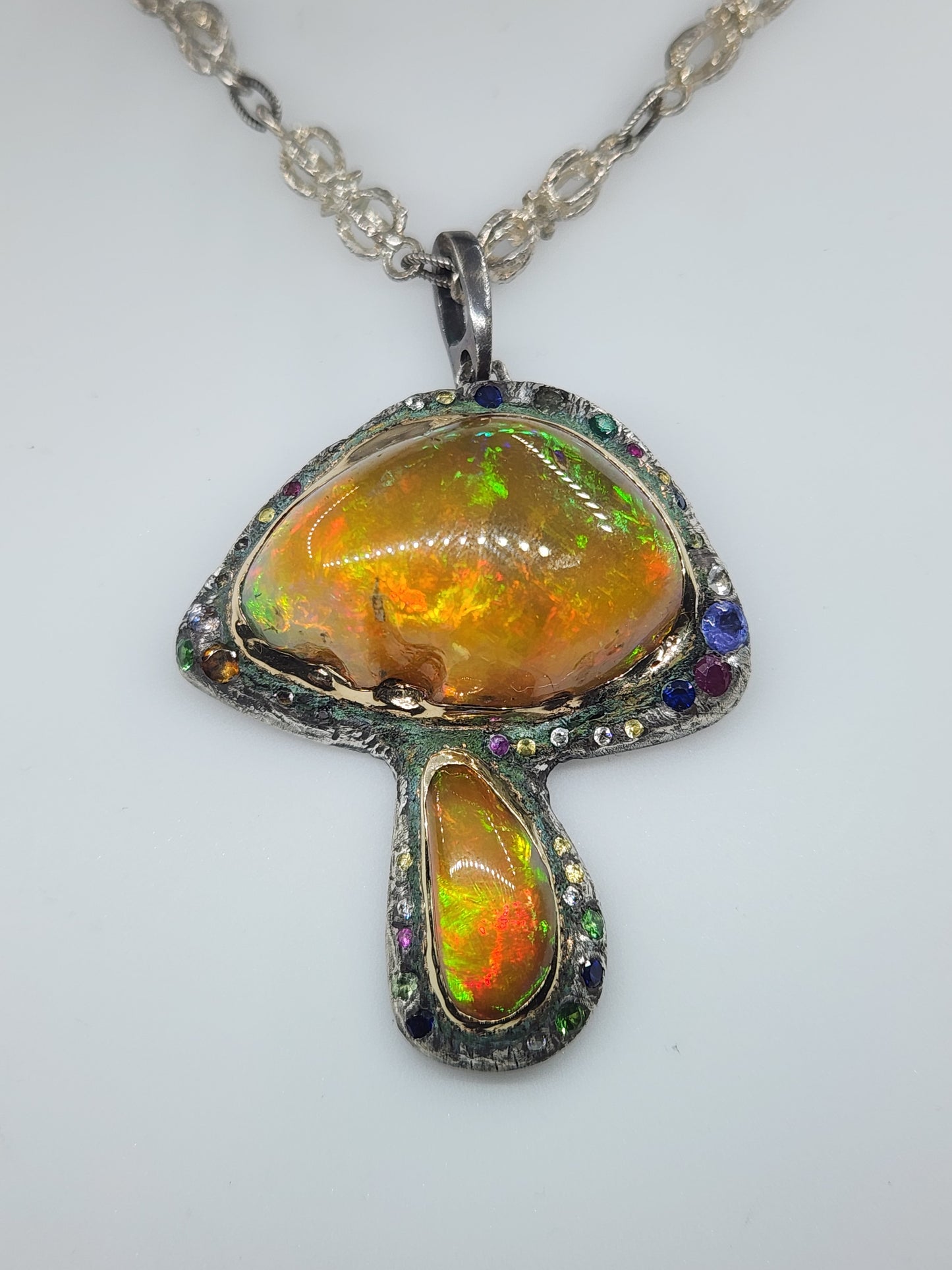 Custom Order: Mushroom Pendant - Natural Ethiopian Opal Specimen - Sterling Silver #516