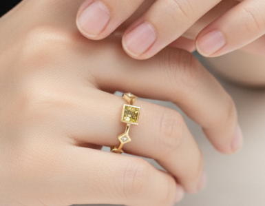 Yellow Sapphire Stacking Ring 14k Yellow Gold - Handmade Jewelry #643