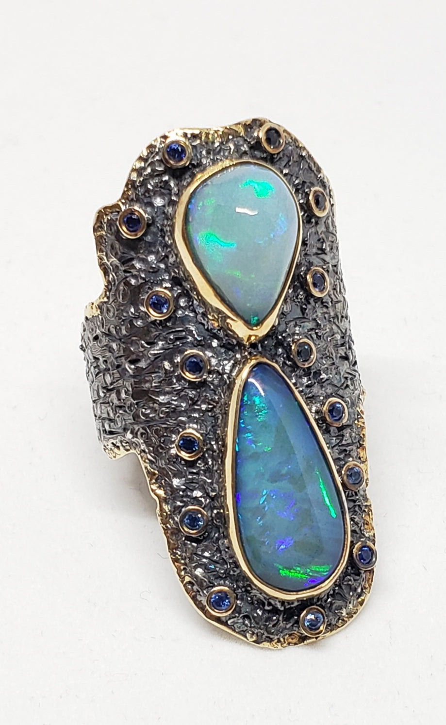 Made To Order Rustic Opal Ring (Large) - 14k Gold & Sterling Silver