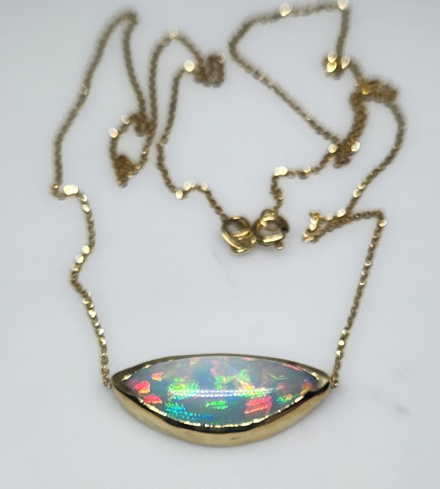 Opal Pendant 14k Yellow Gold Chain Necklace #421