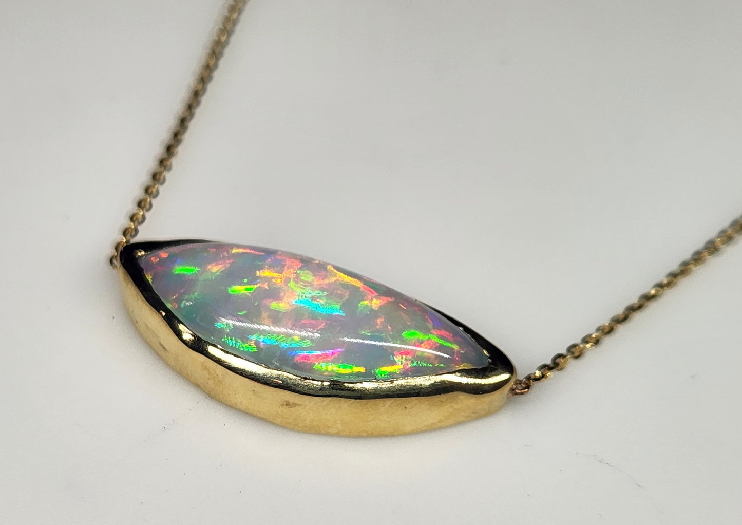 Opal Pendant 14k Yellow Gold Chain Necklace #421